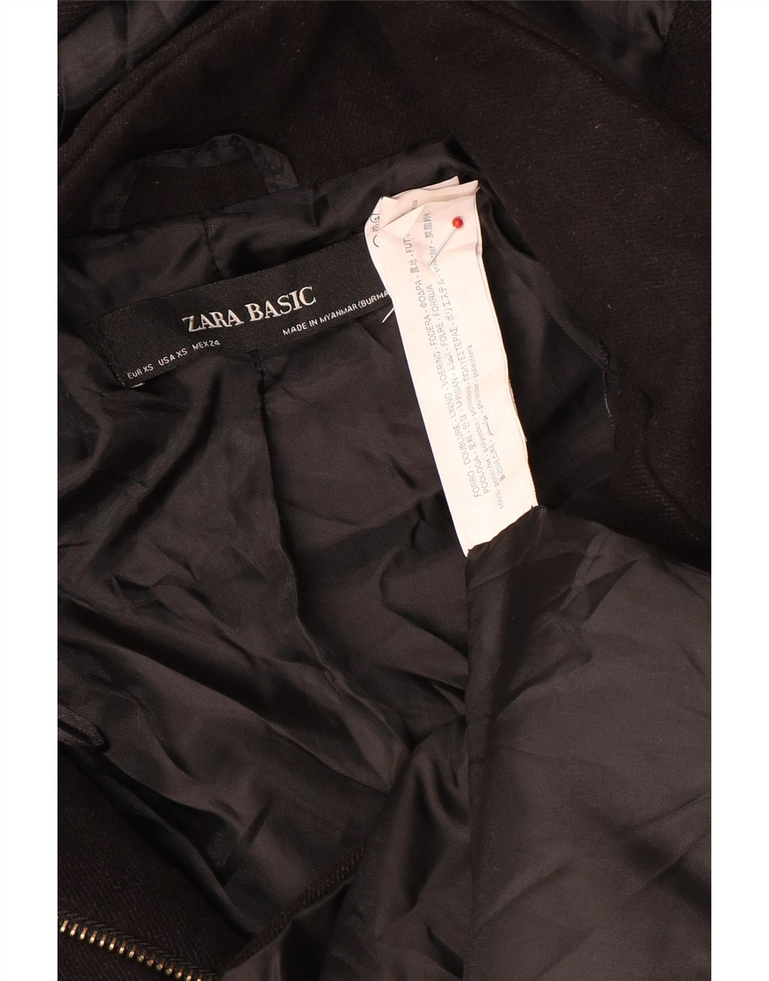 Zara Womens Hooded Bomber Jacket UK 6 XS Black Polyester