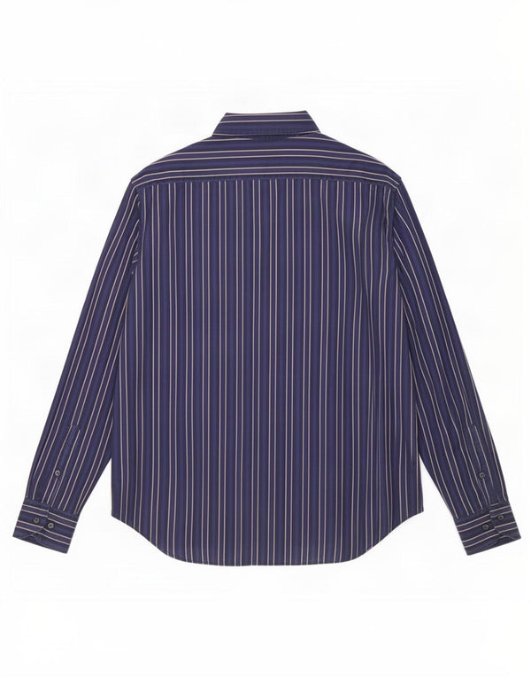 Etro Mens Shirt Medium Navy Blue Striped Cotton
