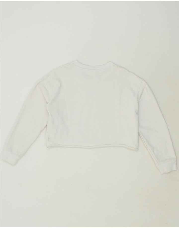 LEVI'S Womens Oversized Crop Graphic Sweatshirt Jumper UK 6 XS White Vintage Levi's and Second-Hand Levi's from Messina Hembry 
