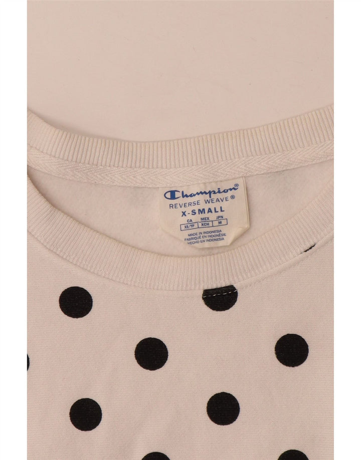Champion Womens Oversized Sweatshirt Jumper UK 6 XS White Polka Dot