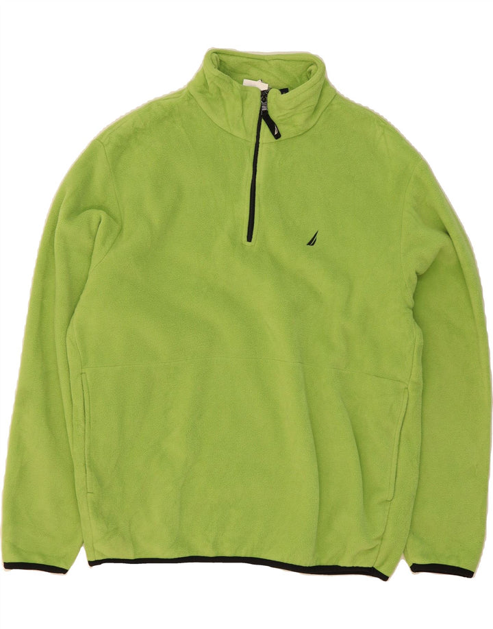 NAUTICA Mens Zip Neck Fleece Jumper Medium Green Polyester Vintage Nautica and Second-Hand Nautica from Messina Hembry 