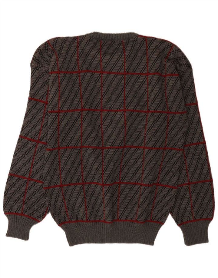 Maglione girocollo da uomo vintage IT 50 Acrilico scozzese grigio medio