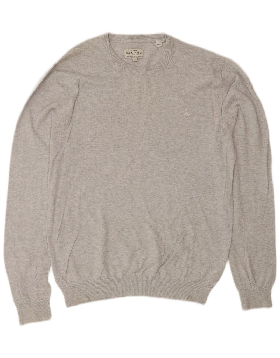 Jack Wills Herren-Pullover mit Rundhalsausschnitt aus mittelgrauer Baumwolle