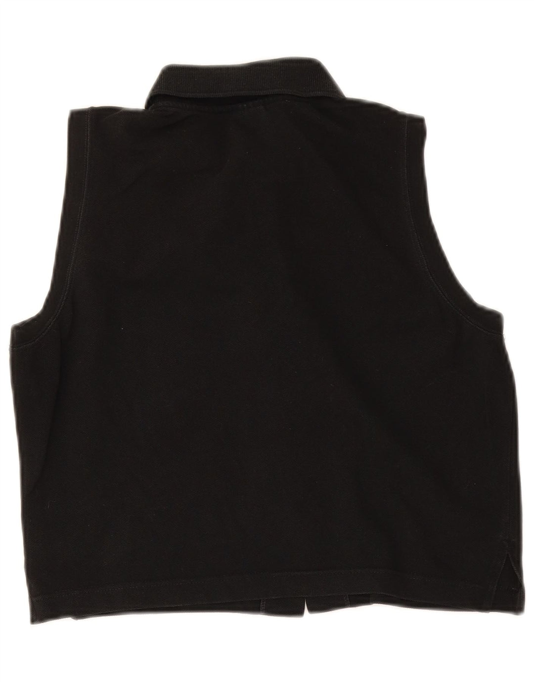 Lacoste Womens Crop Sleeveless Shirt Blouse Size 44 Large Black
