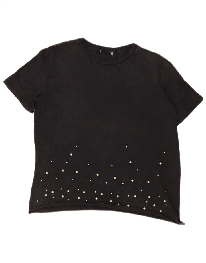Vintage Womens T-Shirt Top UK 14 Large Black