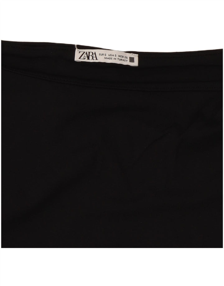 ZARA Womens Crop Blouse Top UK 8 Small Black