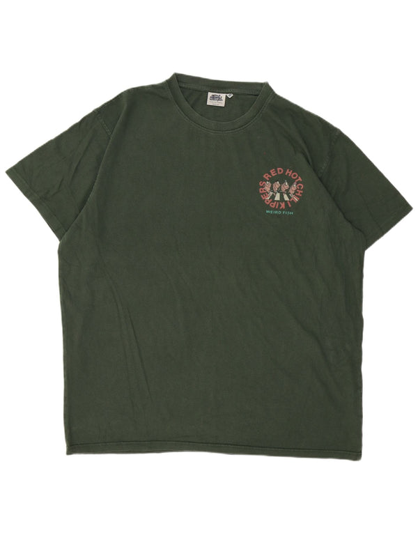 T-shirt grafica da uomo Weird Fish Top 2XL cotone verde