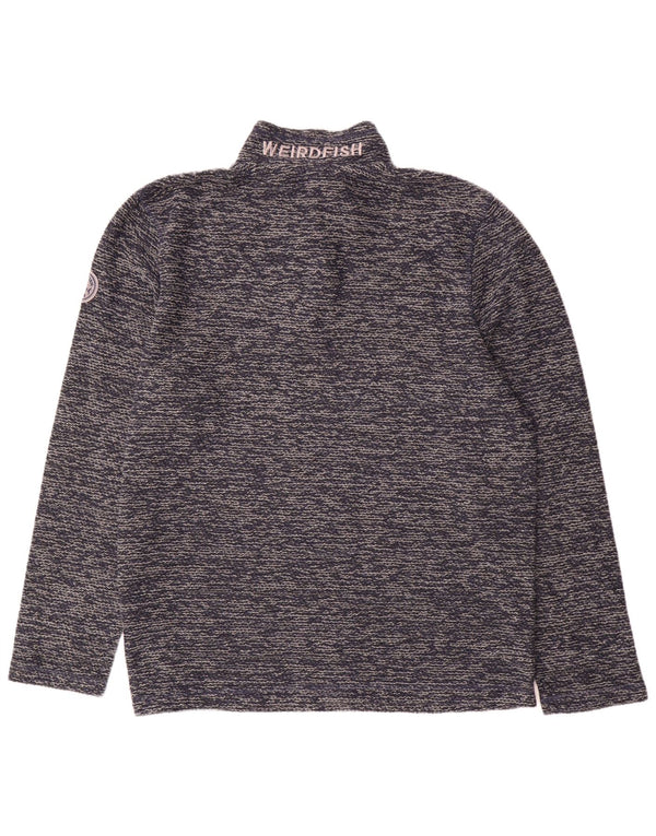 Weird Fish Mens Zip Neck Sweatshirt Jumper XL Navy Blue Flecked Acrylic