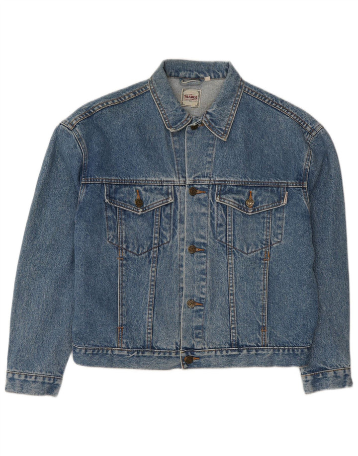 Vintage Womens Oversized Denim Jacket UK 14 Medium Blue Cotton