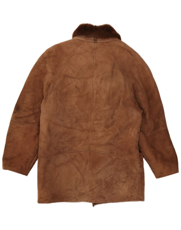 Vintage Ανδρικό Shearling Jacket IT 48 Medium Brown Shearling