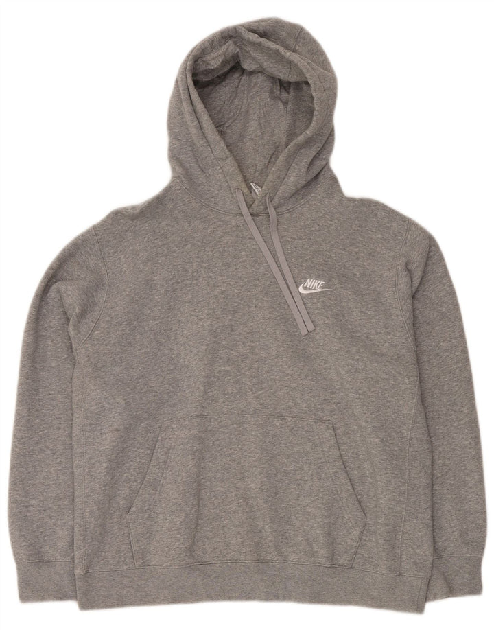 NIKE Mens Hoodie Jumper Large Grey Cotton
