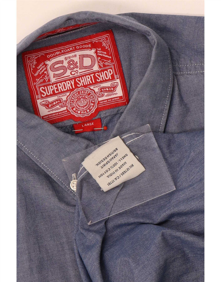 Superdry Mens Shirt Large Blue Cotton