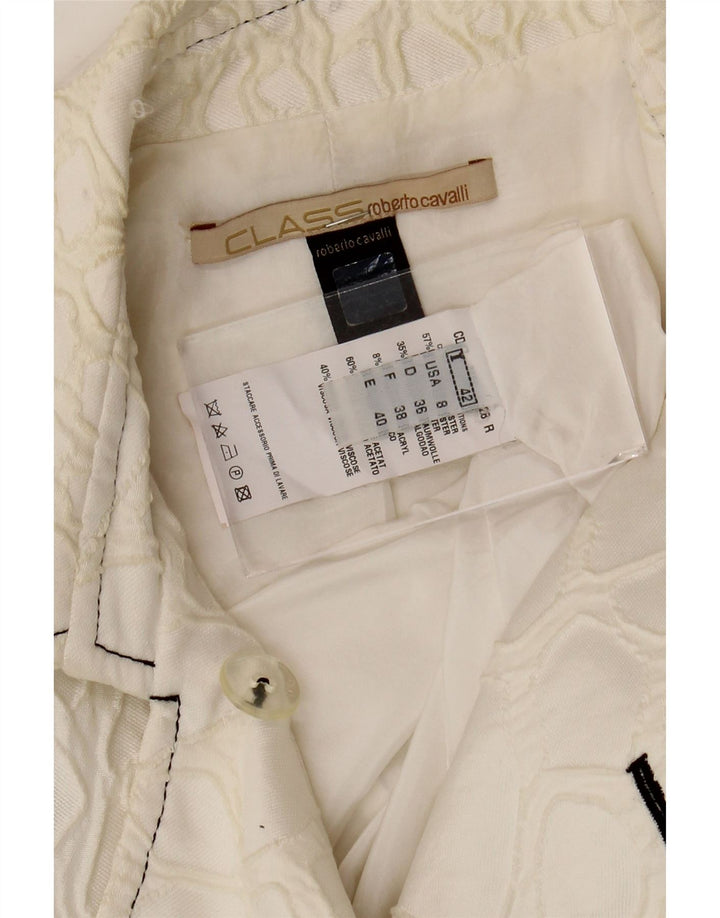 Giacca blazer da donna Roberto Cavalli IT 42 Medio bianco sporco geometrico