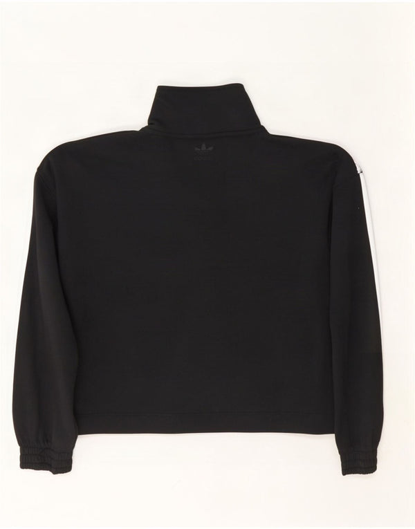 Adidas Womens Oversized Crop Button Neck Sweatshirt Jumper UK 8 Small Black