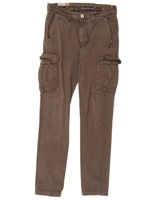 Scorpion Bay Mens Tapered Cargo Trousers W30 L29 Brown Cotton