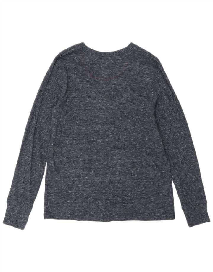 Levi's Womens Top Long Sleeve UK 12 Medium Navy Blue Flecked Cotton Classic