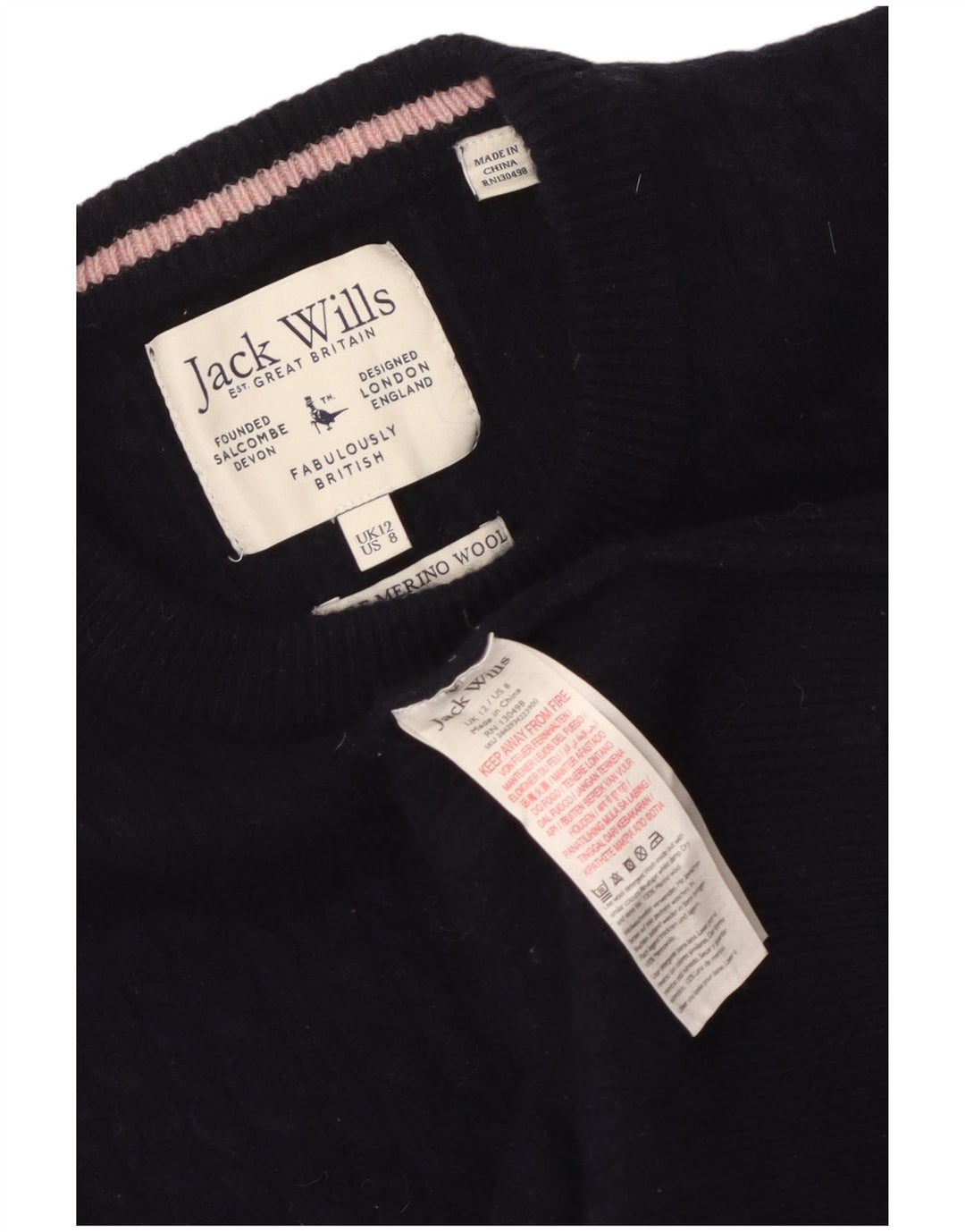 Jack Wills Womens Boat Neck Jumper Sweater UK 12 Medium Navy Blue