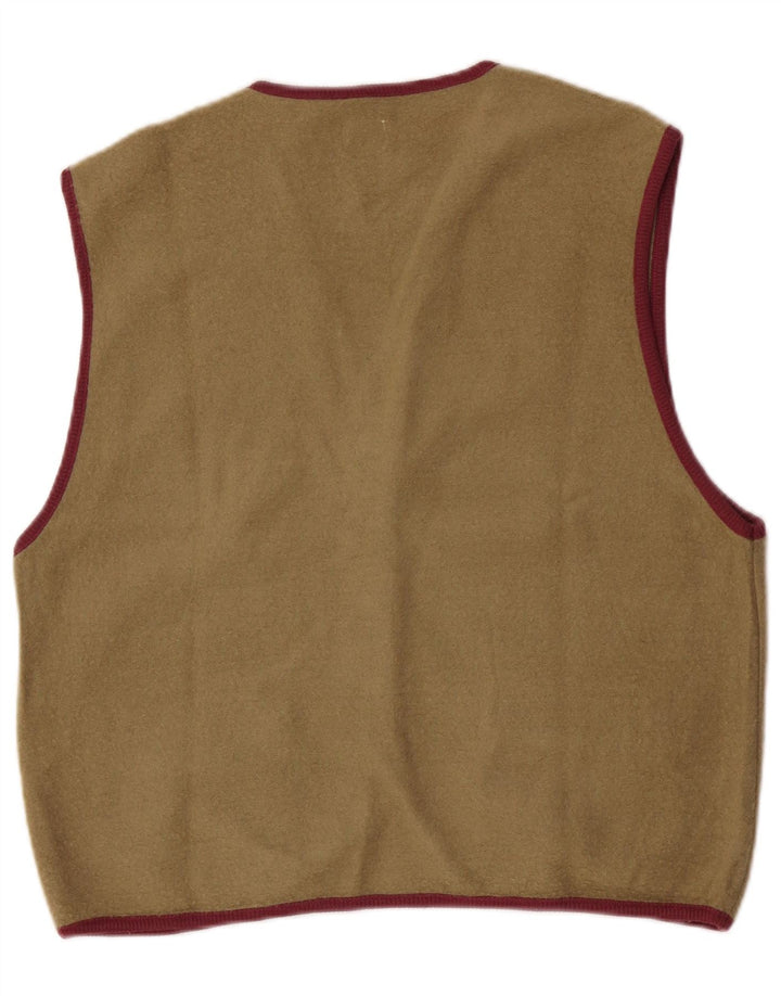 Belfe Mens Waistcoat Medium Khaki Colourblock Wool