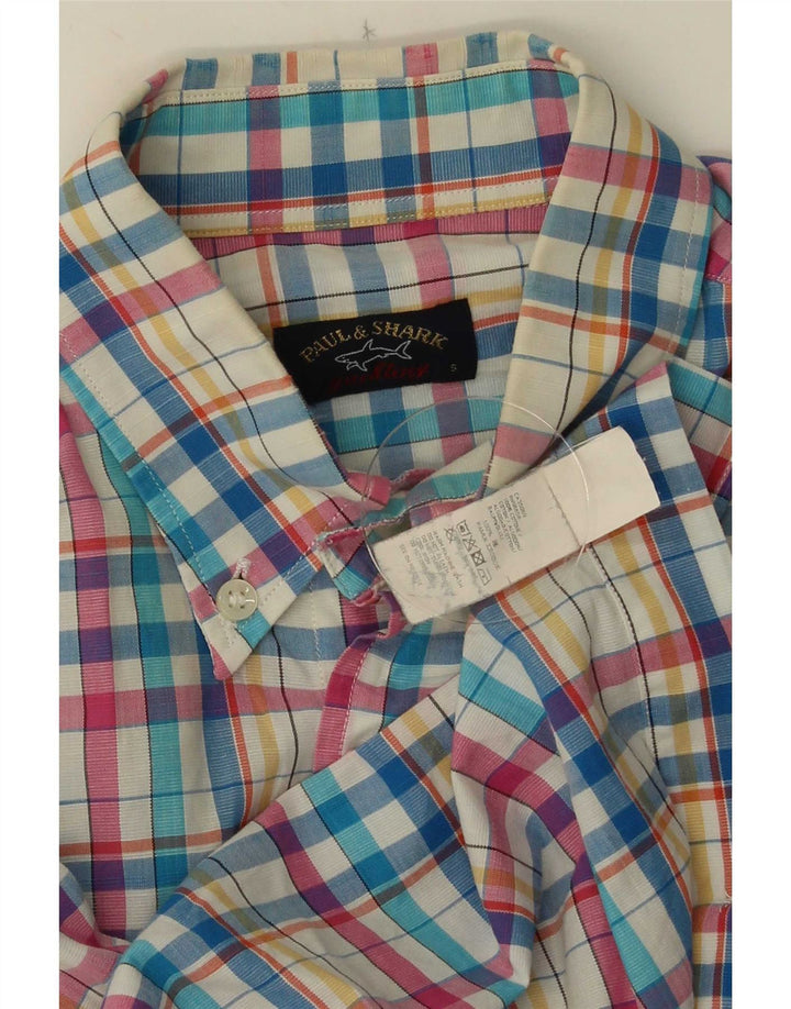 Paul & Shark Mens Short Sleeve Shirt Small Multicoloured Check Cotton
