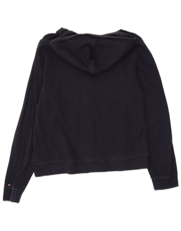 Tommy Hilfiger Jungen-Kapuzenpullover mit grafischem Reißverschluss, 12–13 Jahre, marineblaue Baumwolle