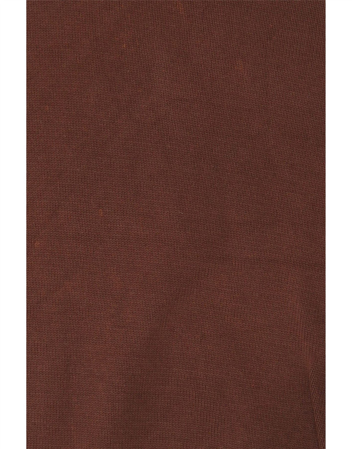 Zara Mens V-Neck Jumper Sweater XL Brown Cotton