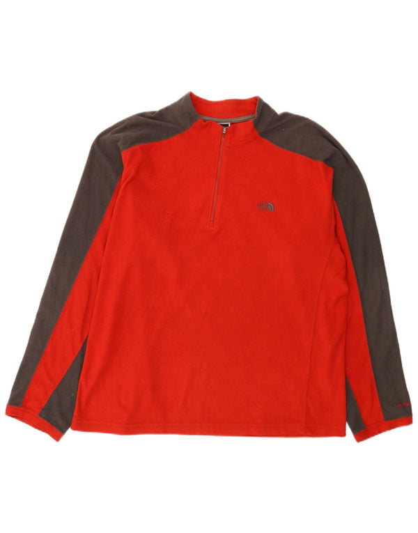 The North Face Pull polaire à col zippé pour homme Large Rouge Colorblock Polyester