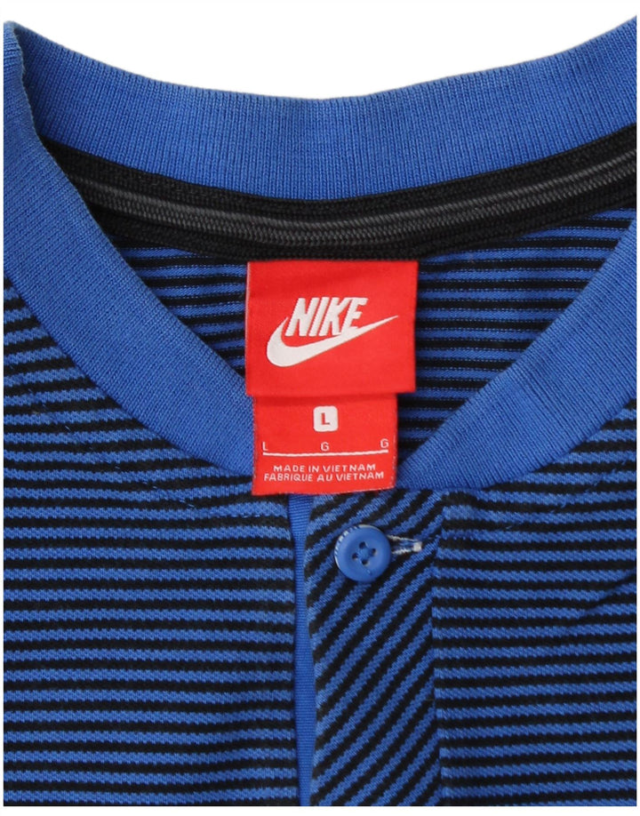 Nike Mens Inter Milan T-Shirt Top Large Blue Pinstripe