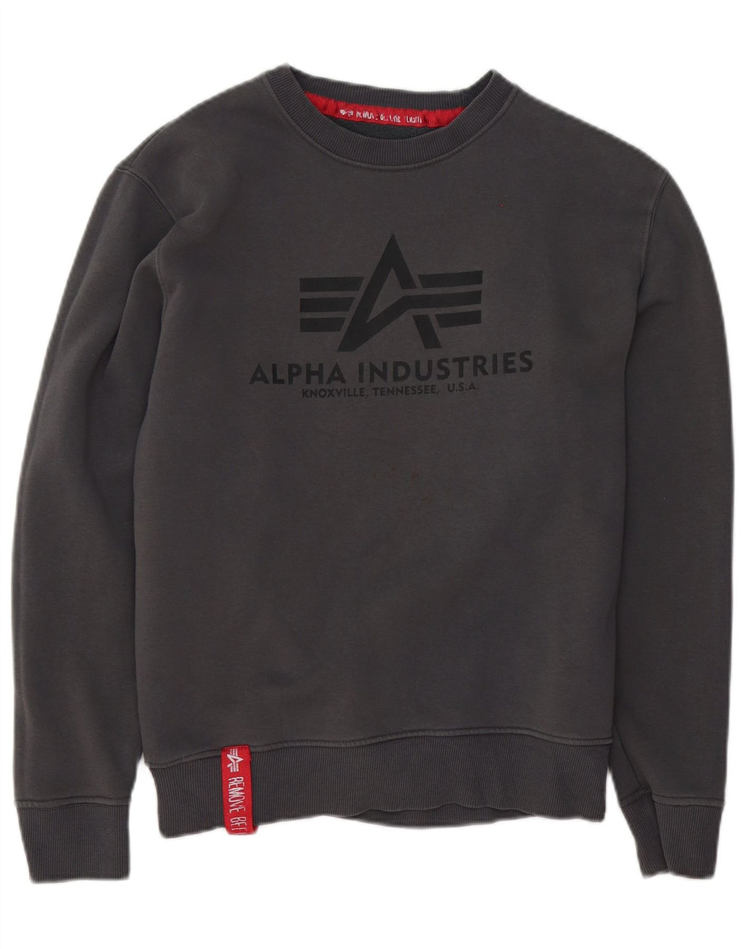 Alpha Industries Mens Graphic Sweatshirt Jumper Small Grey Cotton