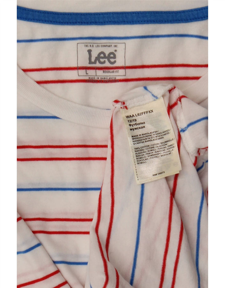 Lee Herre Regular Fit T-shirt Top Stor hvid stribet bomuld