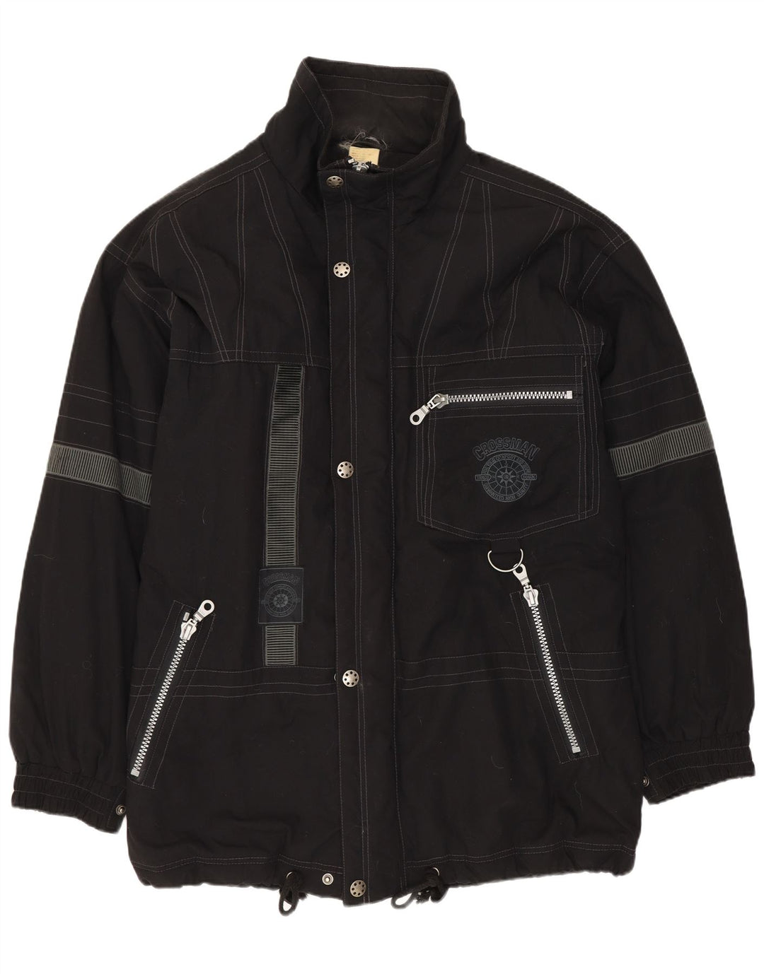 VINTAGE Mens Windbreaker Jacket UK 42 XL Black Polyester