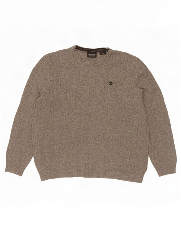 Timberland Mens Crew Neck Jumper Sweater XL Grey Flecked Merino Wool