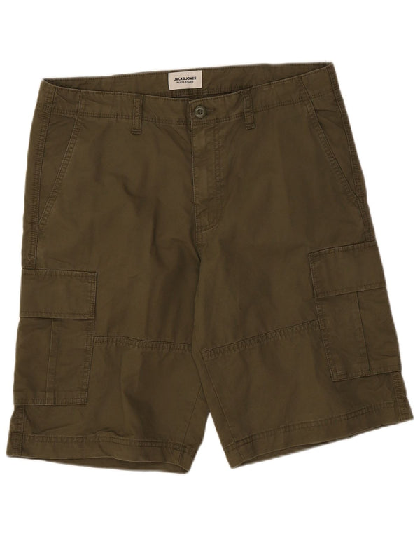 Shorts cargo masculino Jack & Jones médio W34 algodão cáqui