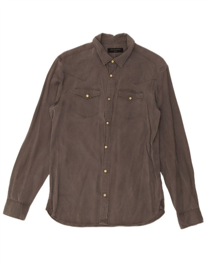 All Saints Mens Shirt Small Grey Lyocell