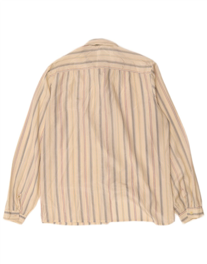Vintage Womens Oversized Shirt Blouse EU 40 Medium Beige Striped Polyester