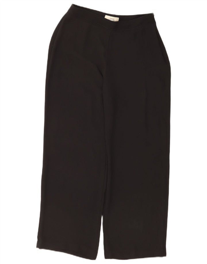 Zara Womens Loose Fit Cropped Trousers EU 40 Medium W30 L26 Sort Polyester