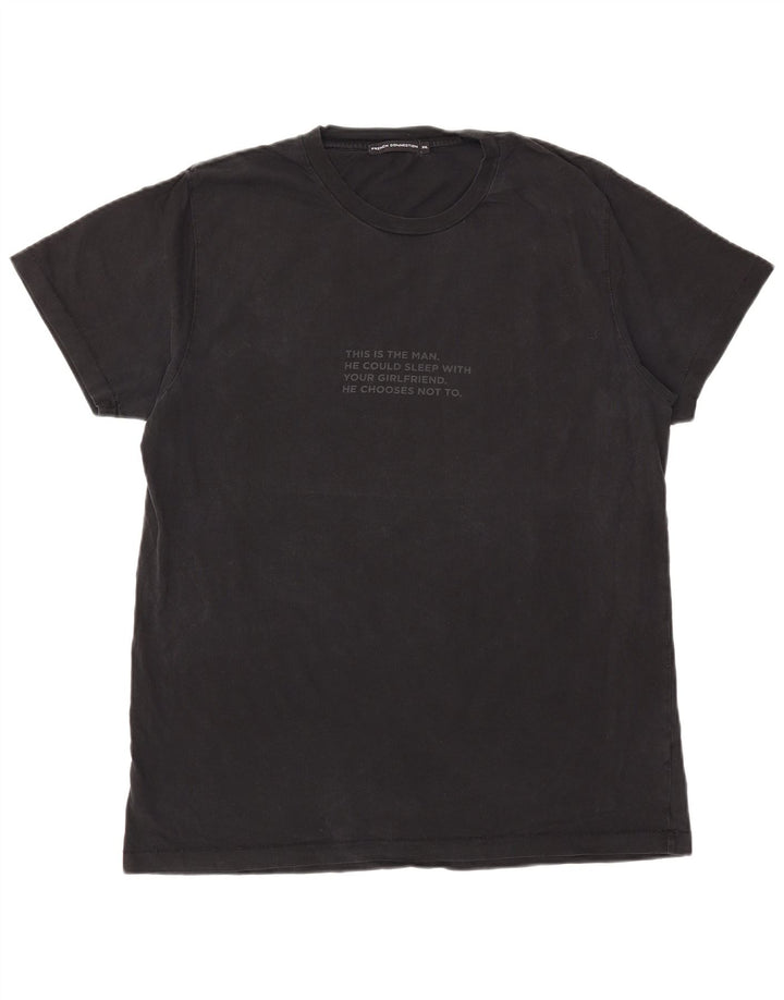 French Connection Mens Graphic T-Shirt Top 2XL Black Cotton