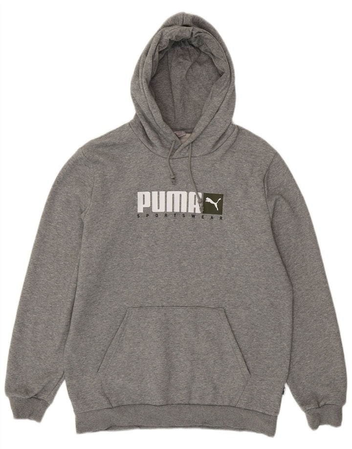 Felpa con cappuccio grafica da uomo Puma in cotone chiazzato grigio medio