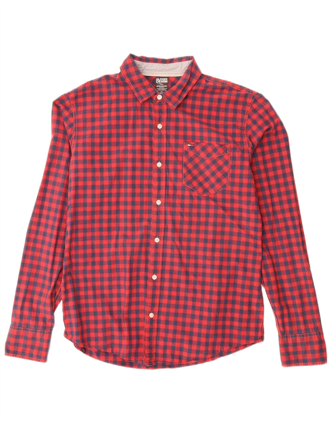 Tommy Hilfiger Mens Shirt Large Red Check Cotton