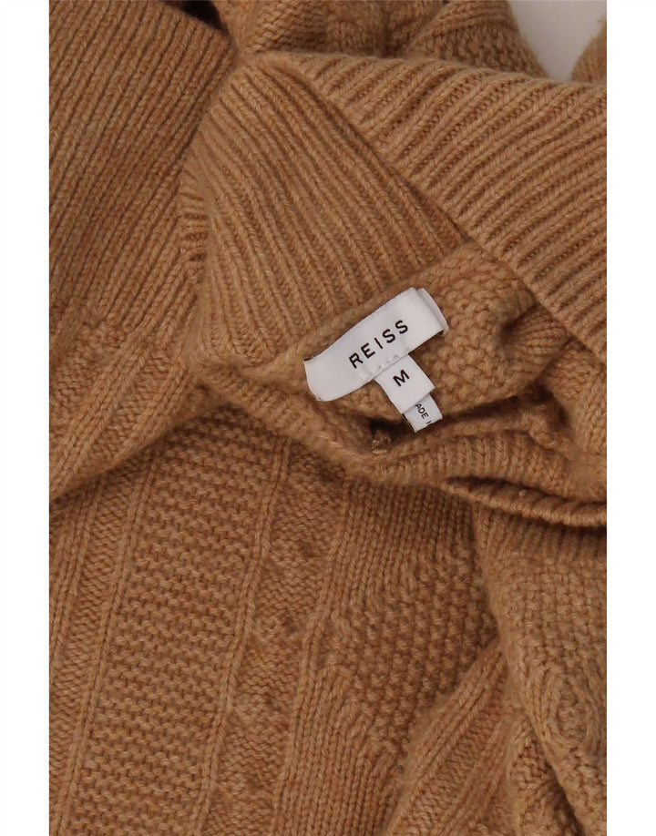 Reiss Dame Oversized Turtle Neck Jumper Sweater UK 14 Medium Brun Uld