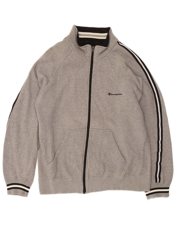 Champion Mens Tracksuit Top Jacket Large Grey Flecked Cotton