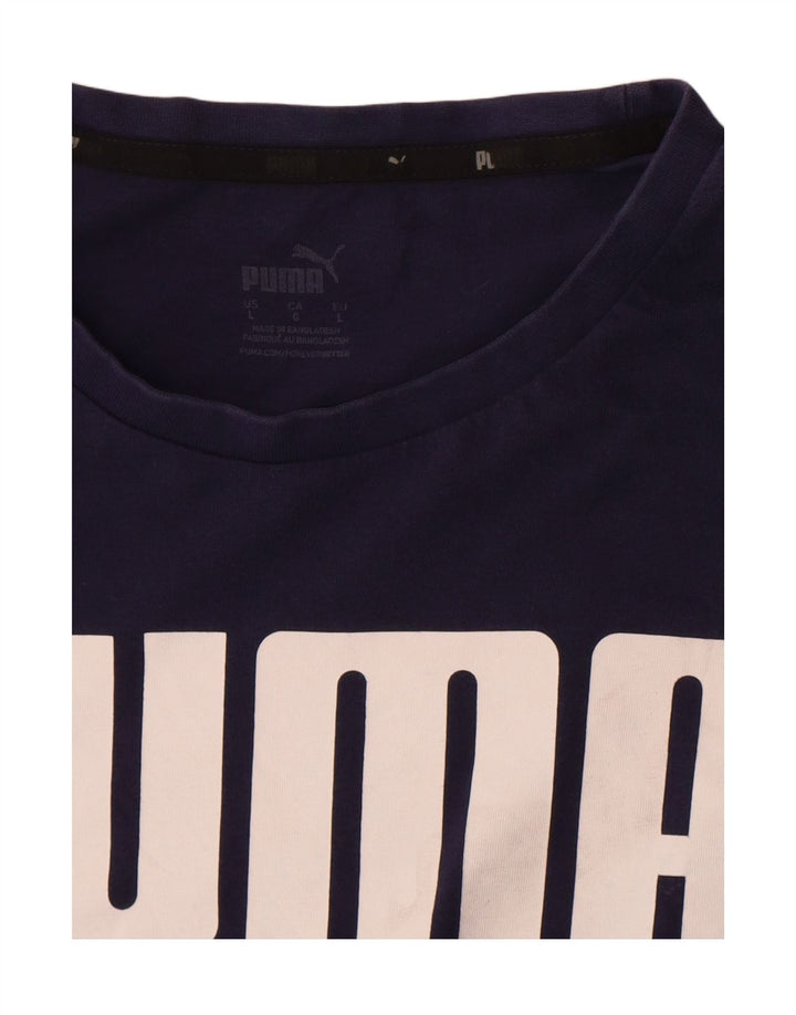 Puma Mens Graphic T-Shirt Top Large Navy Blue