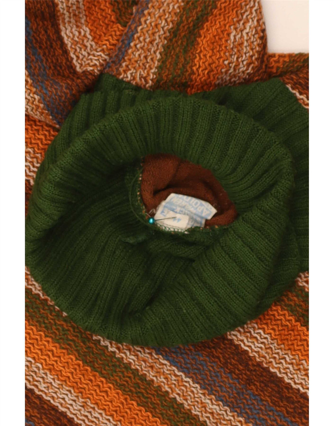 Vintage Damen Rollkragenpullover IT 44 Medium Bunt gestreift