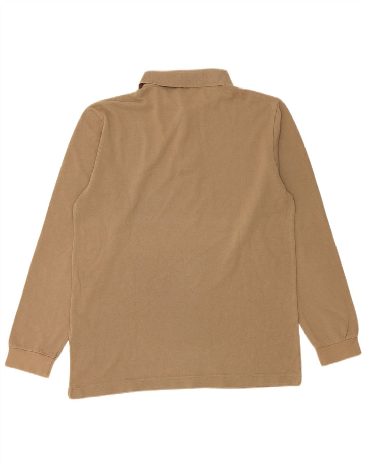 Kappa Mens Long Sleeve Polo Shirt Medium Beige Cotton