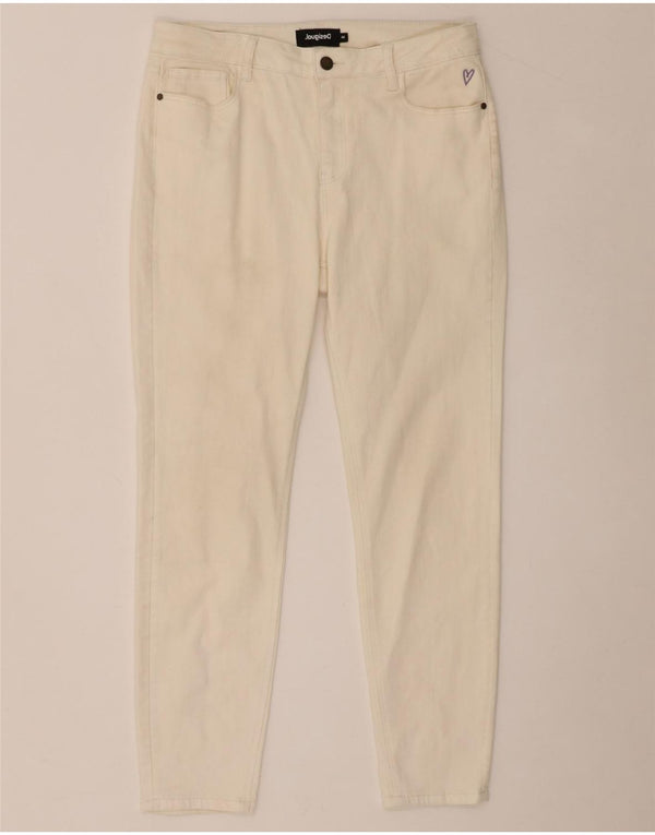 Desigual Calça feminina casual skinny de cintura alta UE 44 XL W32 L27 branca