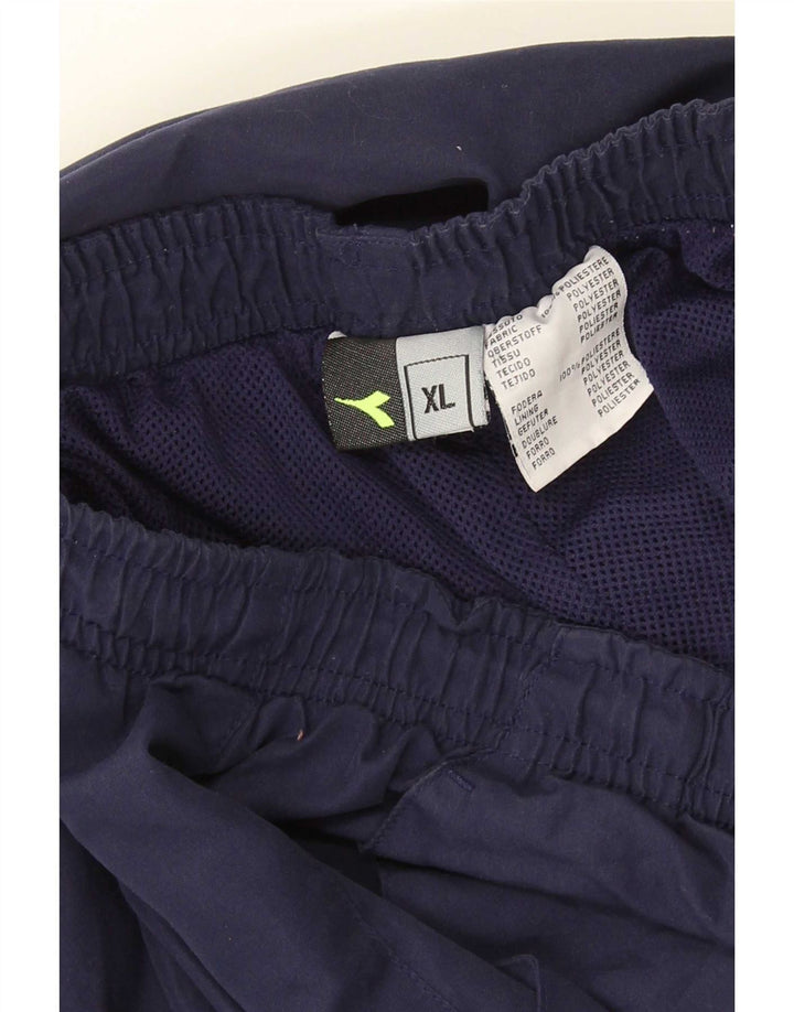 Diadora Mens Tracksuit Trousers XL Navy Blue Colourblock Polyester