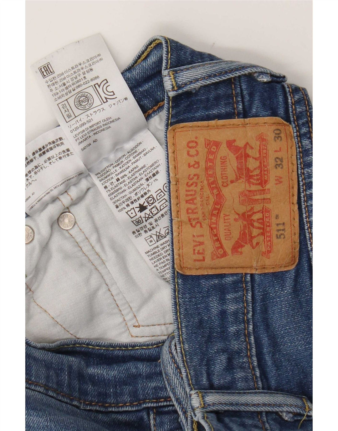 Levi's Uomo 511 Slim Jeans W32 L30 Cotone Blu
