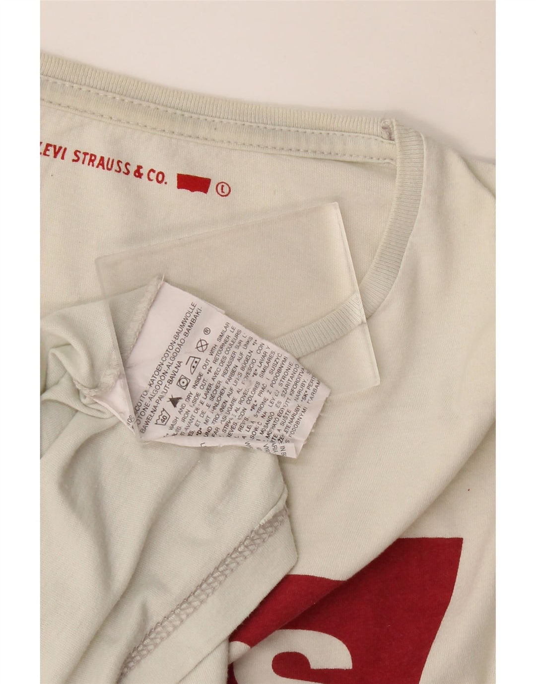 LEVI'S Mens Graphic Top Long Sleeve Large White Cotton