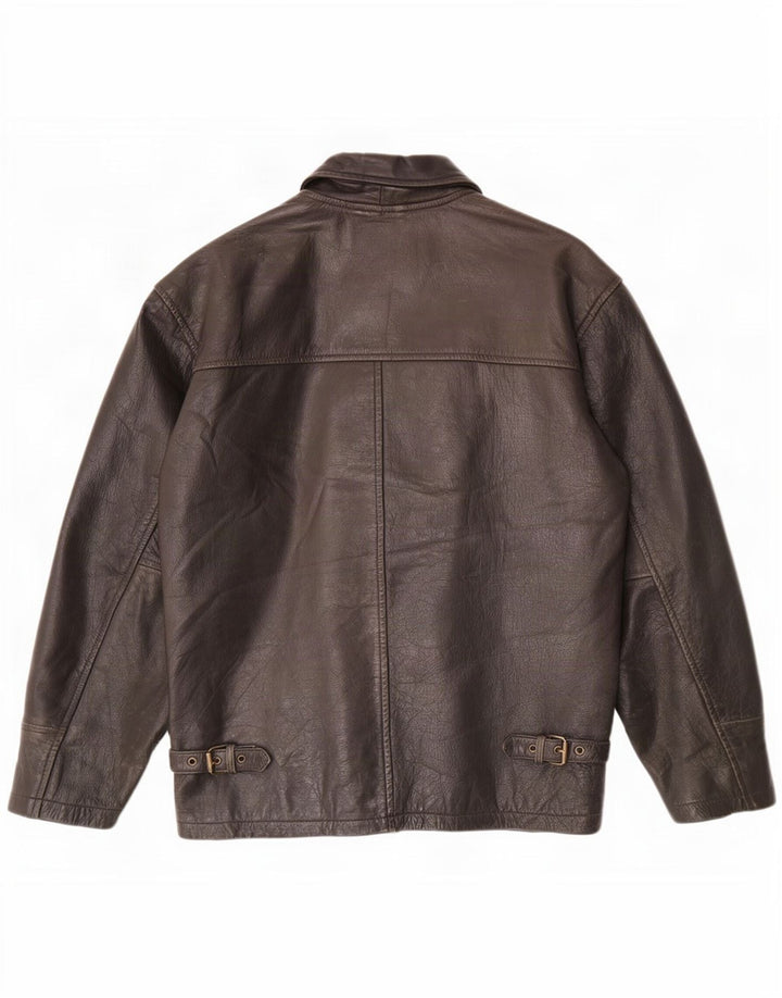 Bomb Boogie Mens Leather Jacket UK 36 Small Brown