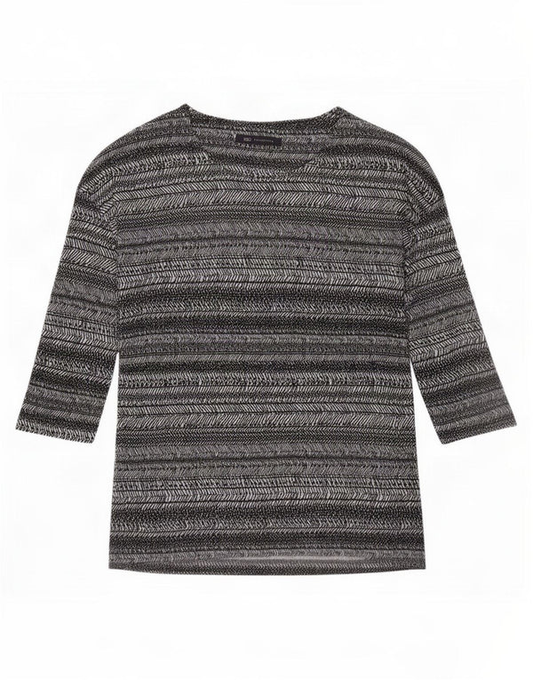 Marks & Spencer Top da donna manica 3/4 UK 8 piccolo a righe bianco sporco