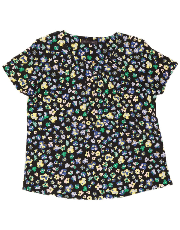 Bluză pentru femei Marks & Spencer UK 12 Poliester Floral Negru Mediu